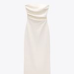 ZARA dress bodycon strapless sleeveless tailored midi white wedding party Photo 10