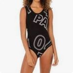 Ivy Park  Broken Logo Bodysuit by Beyoncé – Black White Graphic – Size M Photo 1