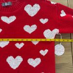 Marled Red and White Heart Pattern Crew Neck Sweater Size M Photo 7