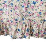ZARA Floral Sequin Crop Top Blouse Flutter Sleeves Cream Pink Blue, Size Medium Photo 9