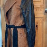 Lucy Paris ANTHRO Fuzzy Brown Faux Leather Belted Jacket $248 EUC L Photo 4