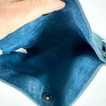 Vintage Y2K Old Navy Suede Leather Purse Blue Teal 11"x9.75" Photo 4