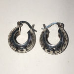 Sterling Silver Thailand SU 925 Vintage Cutout Classic Boho Hoop Earrings Photo 4