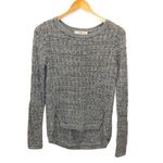 Loft Womens Crew Neck Open Knit Long Sleeve High Low Sweater Gray Size XS Photo 0