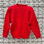 Vintage Red Mock Neck Sweater Wreath Bow Floral Knit Hasting Smith SMALL Photo 2