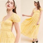 Free People  Feeling Bonita Midi Maxi Dress in Yellow Size Large Romantic Dainty Photo 13