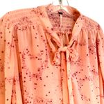 Free People  Stars Align Printed Top Blouse Women's Small Pale Pink Boho Hippie Photo 6