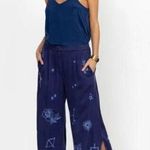 Johnny Was NWOT  Wide Leg Embroidered Floral Pants Size XL Blue Elastic waist Photo 0