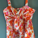 Grace Karin XL Tank Top Pink Orange White Floral Front Tie Sweetheart Boho Bold Photo 0