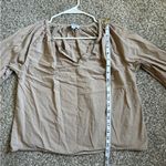 Evereve  Cream Tan Neutral Long Sleeve Balloon Sleeve Blouse Boho Bohemian Small Photo 5