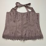 Frederick's of Hollywood Fredrick’s Of Hollywood Dream Corset Halter Tapestry Crocheted Lace Up Purple Photo 0