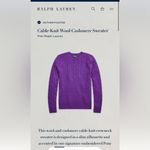 Ralph Lauren Polo  Cashmere Purple Cable Knit Crewneck Sweatshirt New Small Photo 8