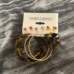 Tortoise Shell and Gold Hoop Earrings Set Photo 0