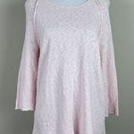 Lulu B Tunic Sweater Top Womens Large Pink Open Knit 3/4 Sleeve Cotton Preshrunk Photo 0