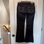 BKE Brie Flared Bootcut Trouser Style Jean Dark Wash Sequin Detail High Waist 28 Blue Photo 5