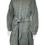 Simply Southern  Corduroy Button‎ Down Dress Gray Peasant Boho Size Large Photo 0
