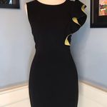Black and Chartreuse Pencil Dress with Ruffle Detail Sz 8 Photo 1