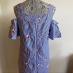 Bobeau Floral-striped blue and white summer mini dress Photo 6