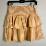 Aerie Striped Smocked Tiered Mini Skirt Yellow White Size Small Y2K Photo 2