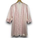 Vintage Avon Style Pink Satin Nylon Open Lace Trim Robe Midi Length Small Medium Photo 3
