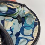 Coach Whipstitch Leather Wristlet – Black Braided Trim – Blue Graphic Lining Photo 4