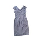 Reiss  Bridge Navy Blue Dotted Cap Sleeve Sheath Dress UK 10 USA 6 Photo 5