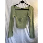 Urban Outfitters  Lime Green Ribbed Off Shoulder Top Long Sleeve Women's Large Photo 3
