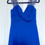 Theia Royal Blue High Low Dress with Embellished Sleeves Size 8 Photo 1