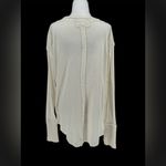 We The Free Free People  Cream Waffle Knit Raw Edge Long Sleeve Top Sz M Photo 5