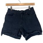 Madewell Jean Shorts Womens 24 Black Denim Raw Hem High Rise Retro Grunge Photo 1