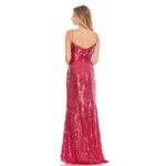 Mac Duggal SPAGHETTI STRAP V-NECK SLIP GOWN in lipstick sequins dress size 6 Photo 1