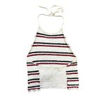 Hollister Red White Blue Crochet Striped Halter Top Cropped Adjustable Neck Tie Photo 3