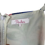 Parker  Floral Fiesta Ruffled Formal Mini Dress in White/Pink/Blue Size M Photo 11