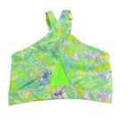 Nike Dri-Fit swoosh cross front straps green floral women's bra size L Photo 1
