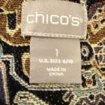 Jacquard Topper Jacket Womens 8 10 Chicos Size 1 Fringe Trim Long Sleeve Photo 5