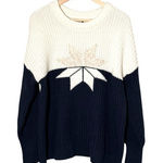 Land’s End sweater cotton wool blend snowflake crew neck long sleeve Large Blue Photo 0