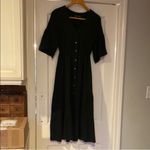 Saks 5th Avenue Saks Fifth Avenue Black Gauze Button Down Midi Dress Bell Sleeves Size Small Photo 5