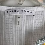 Trina Turk Peacock Embroidered Tunic 100% Cotton Sz Medium Lightweight V-neck Photo 2