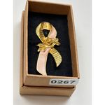 AVON Gold & Pink Awareness Ribbon Pin With Rose In Gift Box Photo 4