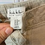 Nicole Miller Linen Lyocell Cuffed Khaki Tan Tapered Straight Leg Cargo Pants Photo 6