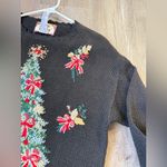 VTG TIARA Christmas Tree Sweater Multi Color Knit Elegant Black Gold Red S M Photo 11