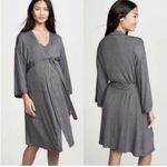 Hatch Knit Jersey Bamboo Maternity / Postpartum Robe in Charcoal Grey One Size Gray Size undefined Photo 1