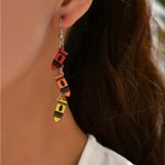 Cute Personality Color Crayon Pendant Wooden Dangle‎ Earrings Light Weight Green Photo 8