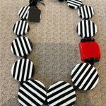 Striped Black and White Necklace with Red Accent Photo 3