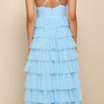 Lulus  Radiant Event Light Blue Mesh Tiered Backless Maxi Dress Photo 1