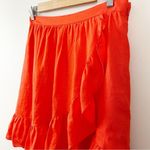J.Crew Linen Citrus Orange Classic Ruffled Faux Wrap Skirt Knee Length Women 8 M Photo 2
