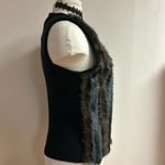 Kikit Women’s Black Faux Fur Black & Brown Y2K Western Style Vest stretchy Size M Photo 3