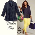 CAbi  Olive Martini Navy Button-Down Blouse #5019 Size M Photo 1