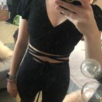 Blue Blush Black Wrap Crop Top Photo 0