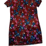 Women's Large Velvet Floral Shift Dress Short Sleeve Party Cocktail Photo 9